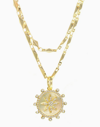 Mother of Pearl Compass Necklace