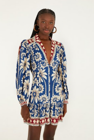 Luna Blue Long Sleeve Mini Dress