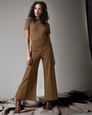 Ponte Knit Wide Leg Pant Cropped