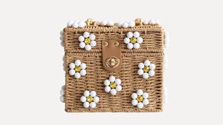 Wicker Bucket Daisy Flower Purse