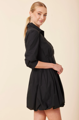 Poplin 3/4 Sleeve Bubble Dress