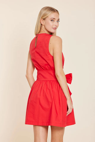Poplin Sleeveless Belted  Dress
