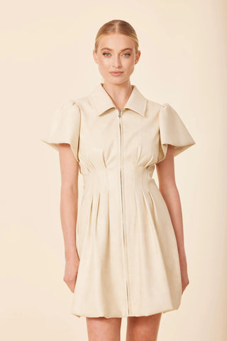 Vegan Leather Zip Bubble Dress