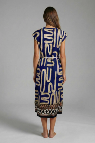 MEDITERRANEAN SCRIPT MAXI DRESS