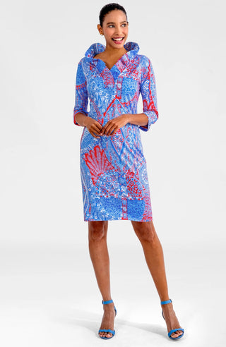 Ruffleneck Dress 3/4 Sleeve