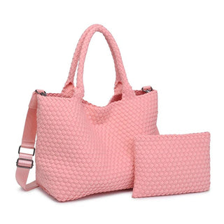 Sky's The Limit Medium Woven Tote Blush