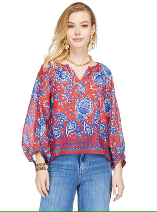Joy Joy Peasant Bishop Sleeve Top