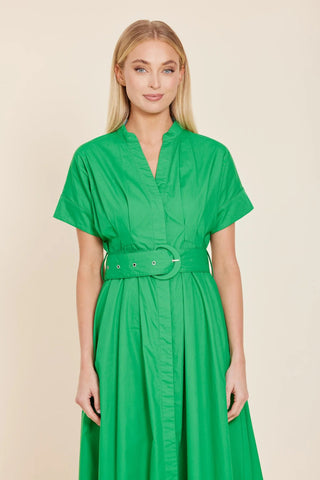 Poplin Darted Waist Long Belted Dress
