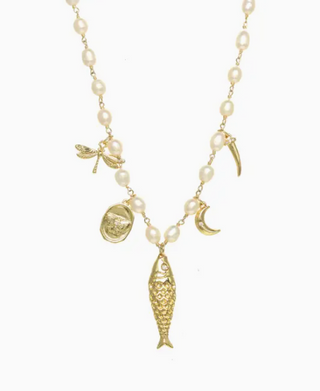 Good Luck Freshwater Pearl and Charm Necklace