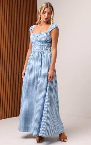 Emilia Maxi Dress in Pacific Gingham