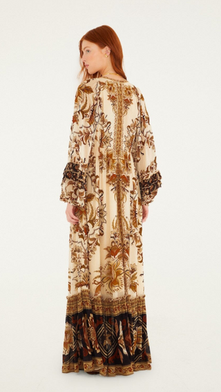 Majestic Garden Sand Maxi Dress