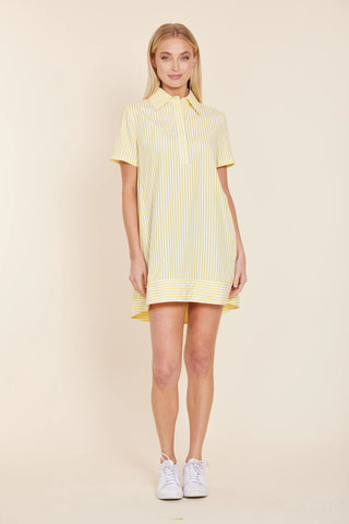 Striped Poplin Shift Dress W/ Side Pockets