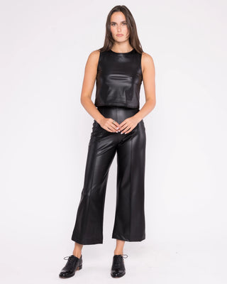 Cropped Vegan Leather Straight Leg Pant