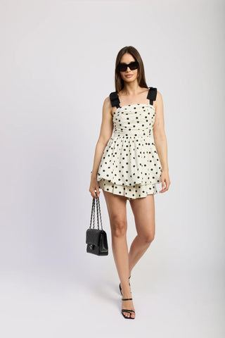 Pleated Bubble Hem Romper