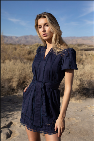 Embroidery Stripe Shore Dress