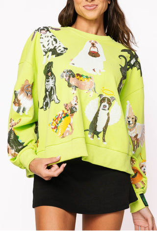 Lime Green Halloween Dogs Sweatshirt