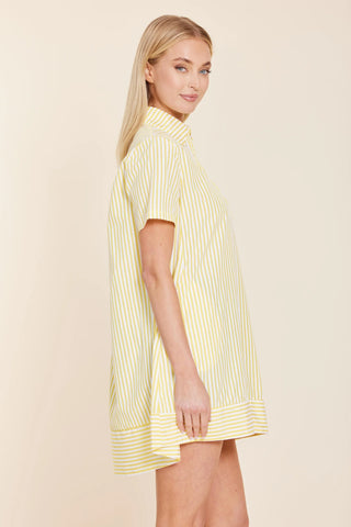 Striped Poplin Shift Dress W/ Side Pockets