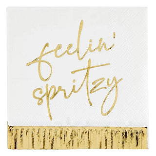 Feeling Spritzy Cocktail Napkin with Gold Fringe
