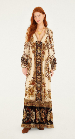 Majestic Garden Sand Maxi Dress