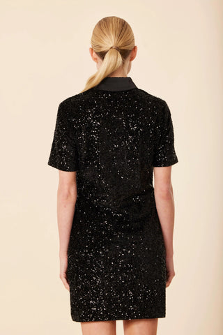 Sequin Polo Short Sleeve Dress