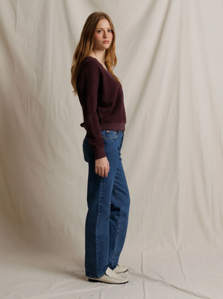 Zuri - Reverse Fleece V Neck Sweatshirt