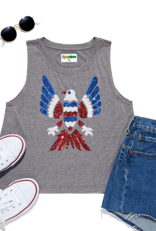 Freedom Flies Sequin Cropped Tank