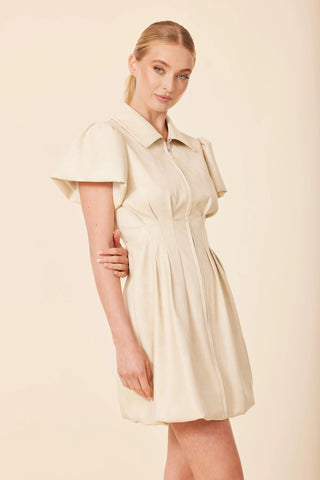 Vegan Leather Zip Bubble Dress
