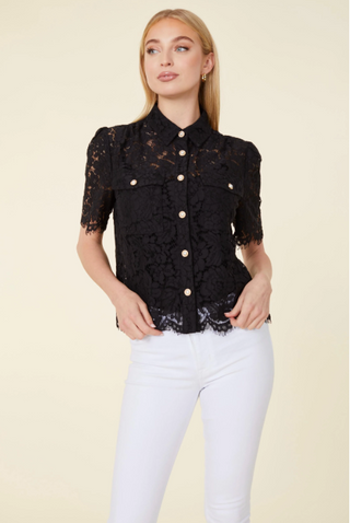 Lace Pearl Button Top
