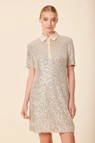 Sequin Polo Short Sleeve Dress