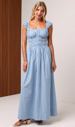 Emilia Maxi Dress in Pacific Gingham