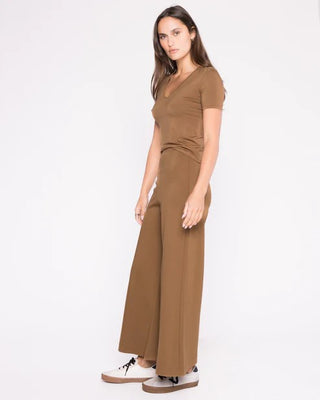 Ponte Knit Wide Leg Pant Cropped
