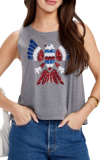 Freedom Flies Sequin Cropped Tank