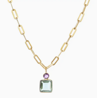 Quartz Necklace On Paperclip Chain
