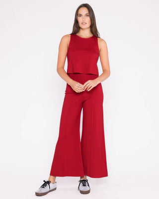 Cropped Ponte Knit Wide Leg Pant