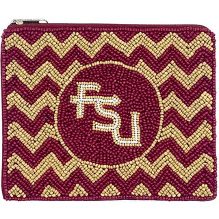 FSU Chevron Beaded Pouch