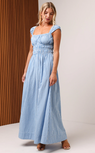 Emilia Maxi Dress in Pacific Gingham