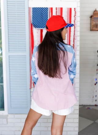 White Denim Patriot Bling Shorts