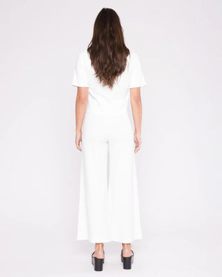Ponte Knit Wide Leg Pant Cropped White