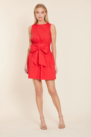 Poplin Sleeveless Belted  Dress