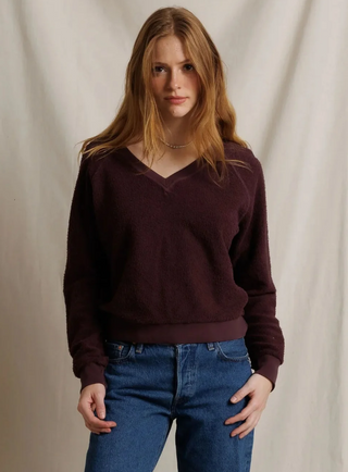 Zuri - Reverse Fleece V Neck Sweatshirt