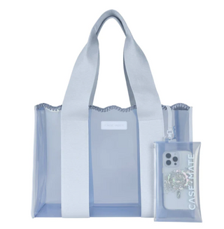 Caroline Blue Crochet Wave Jelly Tote Bag