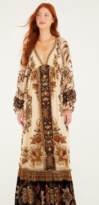 Majestic Garden Sand Maxi Dress