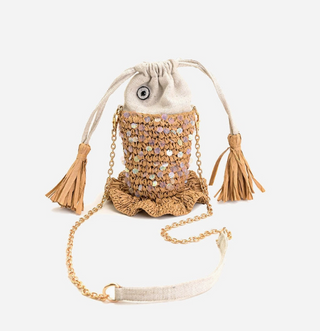 Ocean Whimsy Raffia Fish Bag