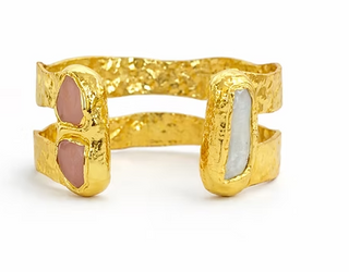 Dove Double Cuff-Pink Rose Quartz