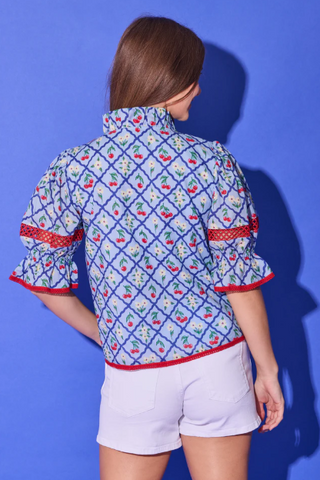 Lottie Top: Light Blue Cherry