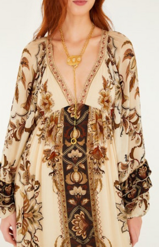 Majestic Garden Sand Maxi Dress