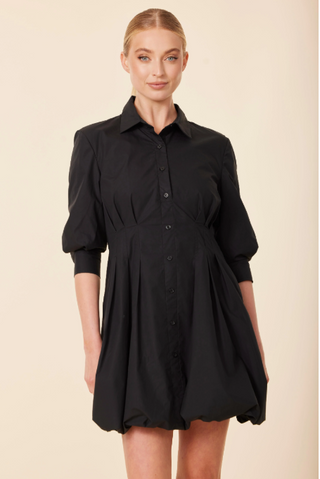 Poplin 3/4 Sleeve Bubble Dress