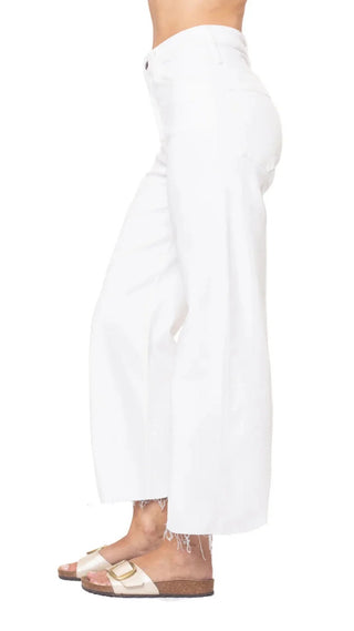 The Fly Girl White Denim Mid-Rise Wide Leg