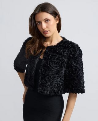 Rosette Faux Fur Bolero