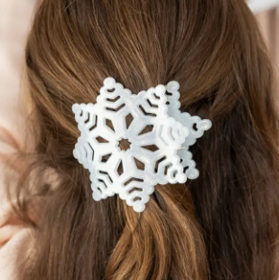 Glitter Snowflake Flat Hair Clip